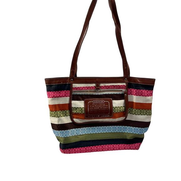 Coach Inside Out Colorful Striped Classic Tote Handbag Purse GS - Picture 1 of 7